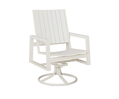 Berlin Gardens Vida Poly Swivel Rocker Dining Chair in White, White slats