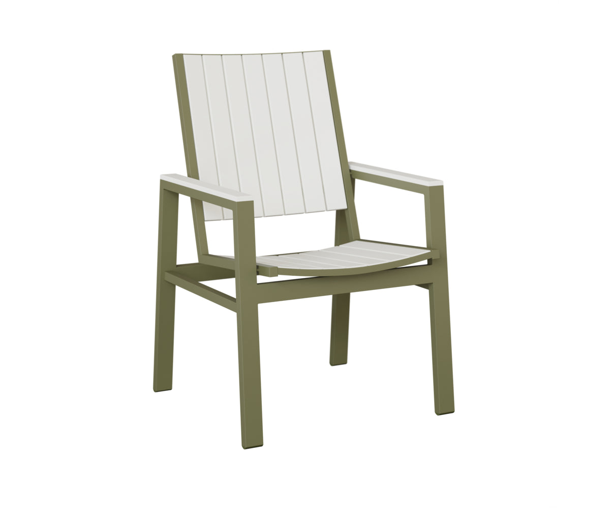 Berlin Gardens Vida Poly Dining Chair in Green Sage, White slats