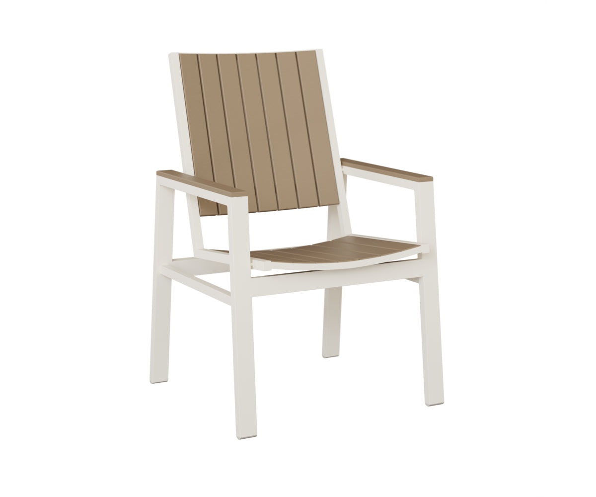 Berlin Gardens Vida Poly Dining Chair in White, Weatherwood slats
