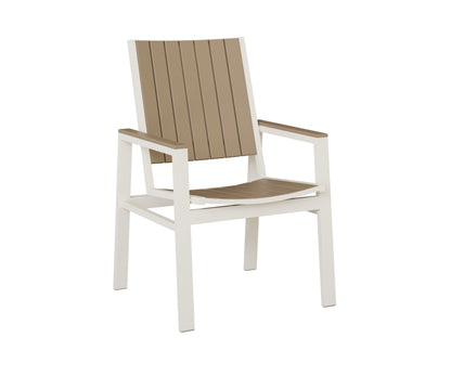 Berlin Gardens Vida Poly Dining Chair in White, Weatherwood slats