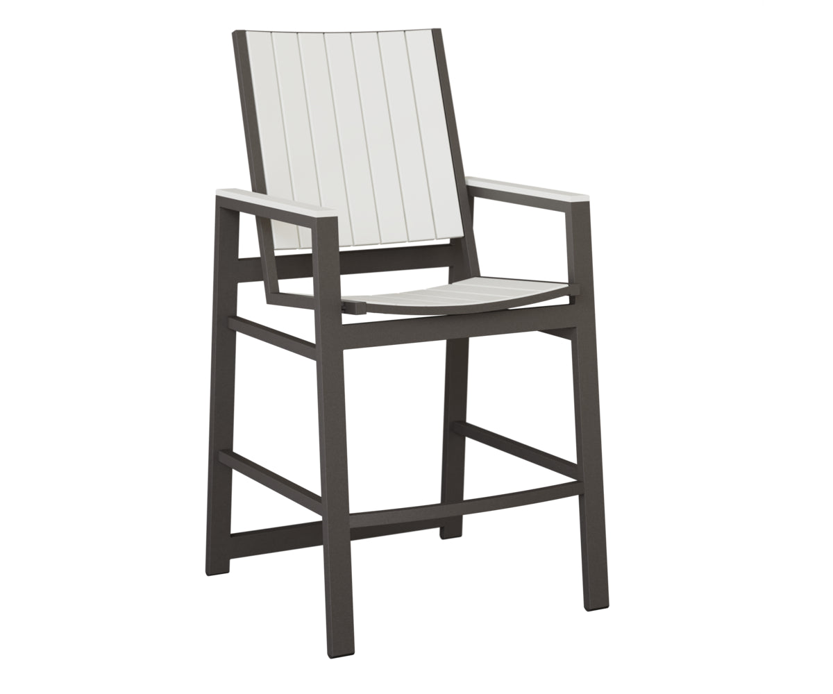 Berlin Gardens Vida Poly Bar Chair in Granite Speckle, White slats