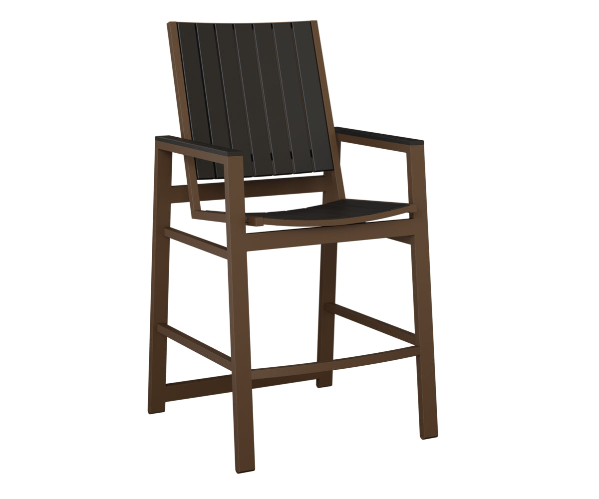 Berlin Gardens Vida Poly Bar Chair in Mesquite Wood Vein, Black slats