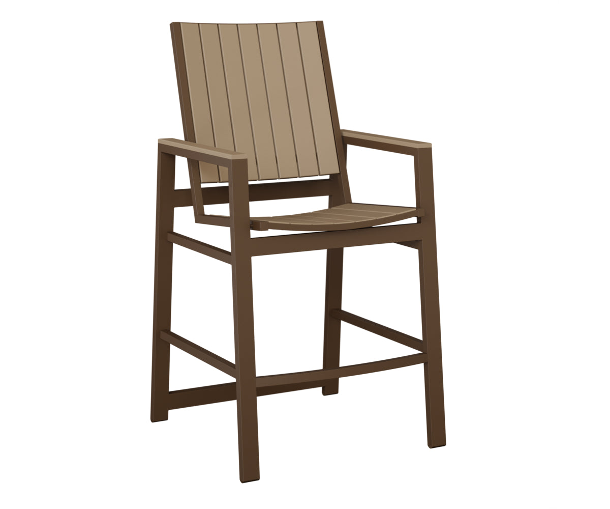 Berlin Gardens Vida Poly Bar Chair in Mesquite Wood Vein, Weatherwood slats