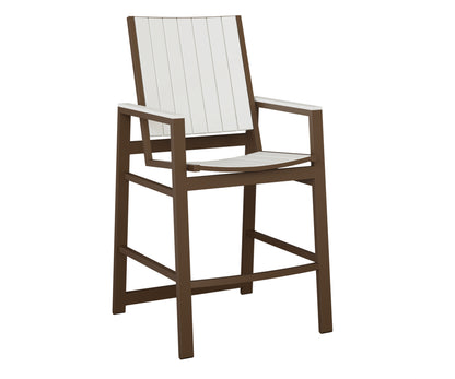 Berlin Gardens Vida Poly Bar Chair in Mesquite Wood Vein, White slats