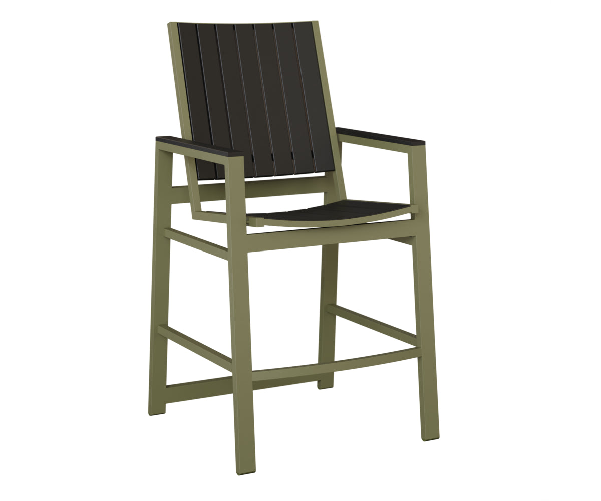 Berlin Gardens Vida Poly Bar Chair in Green Sage, Black slats