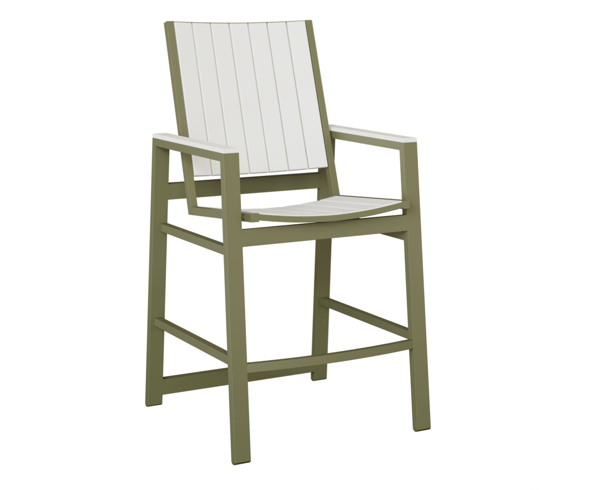 Berlin Gardens Vida Poly Bar Chair in Green Sage, White slats