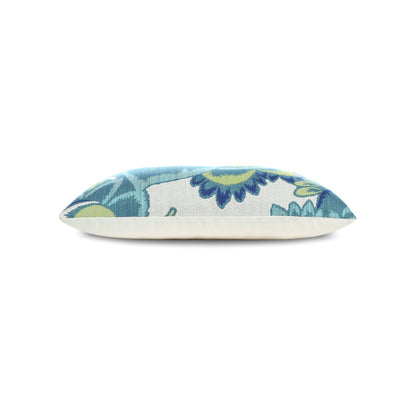 Elaine Smith Floral Wave outdoor pillow, navy and green - view 7