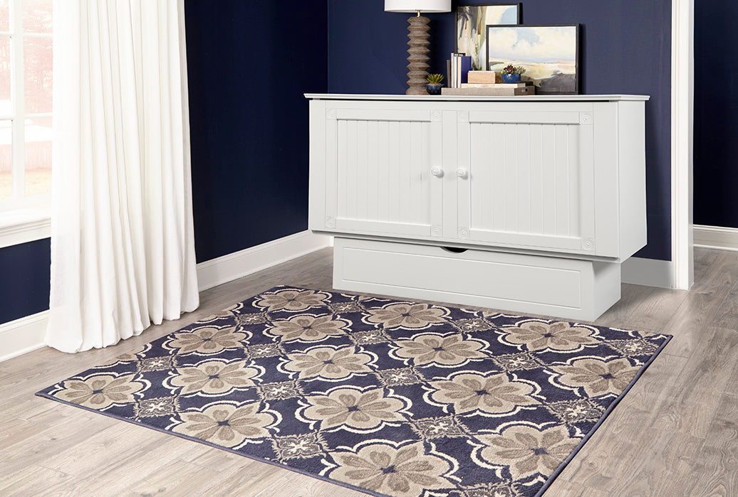 Cottage White Murphy Bed closed in a bedroom
