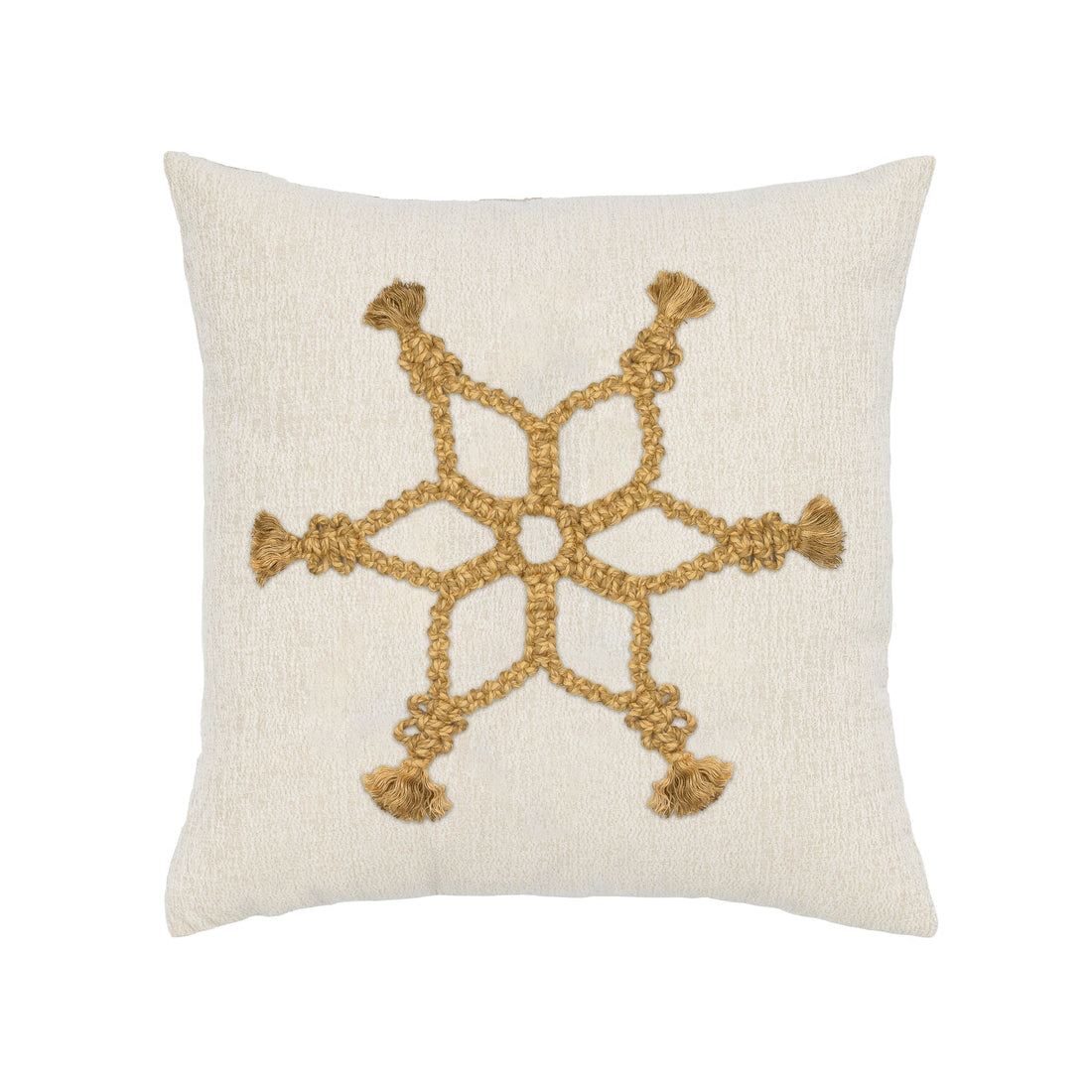 Elaine Smith Snowflake Pillow Gold 20x20 outdoor pillow, gold