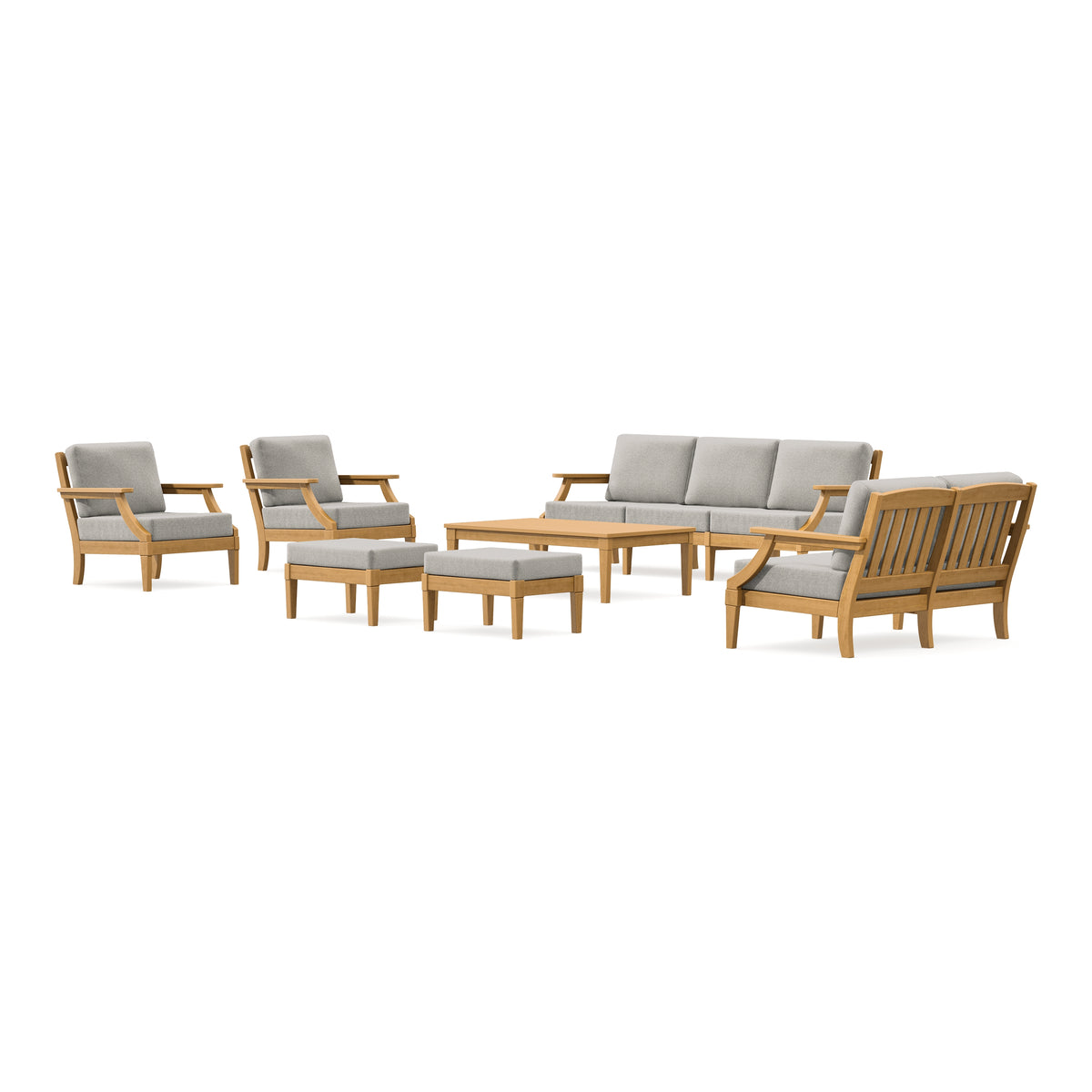 POLYWOOD PW Designer Series Estate 7-Piece Lounge Sofa Set in Natural / Weathered Tweed