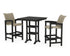 POLYWOOD Coastal Woven 3-Piece Farmhouse Bar Set with Trestle Legs in Black / Dune Grass