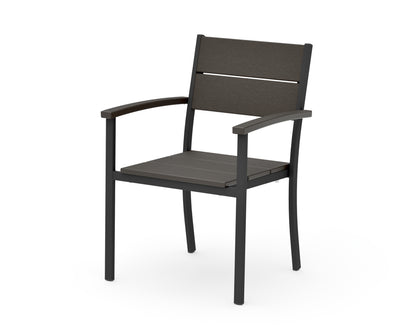 POLYWOOD Main Street Stacking Dining Arm Chair in Black / Vintage Coffee