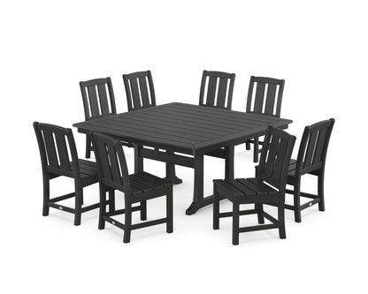 POLYWOOD Mission Side Chair 9-Piece Square Dining Set with Trestle Legs in Black