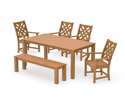 POLYWOOD Wovendale 6-Piece Parsons Dining Set with Bench in Natural