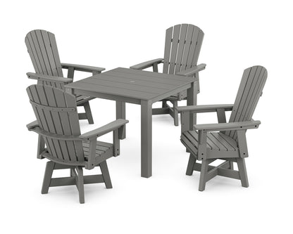 POLYWOOD Nautical Curveback Adirondack Swivel 5-Piece Parsons Dining Set in Slate Grey