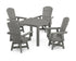 POLYWOOD Nautical Curveback Adirondack Swivel 5-Piece Parsons Dining Set in Slate Grey