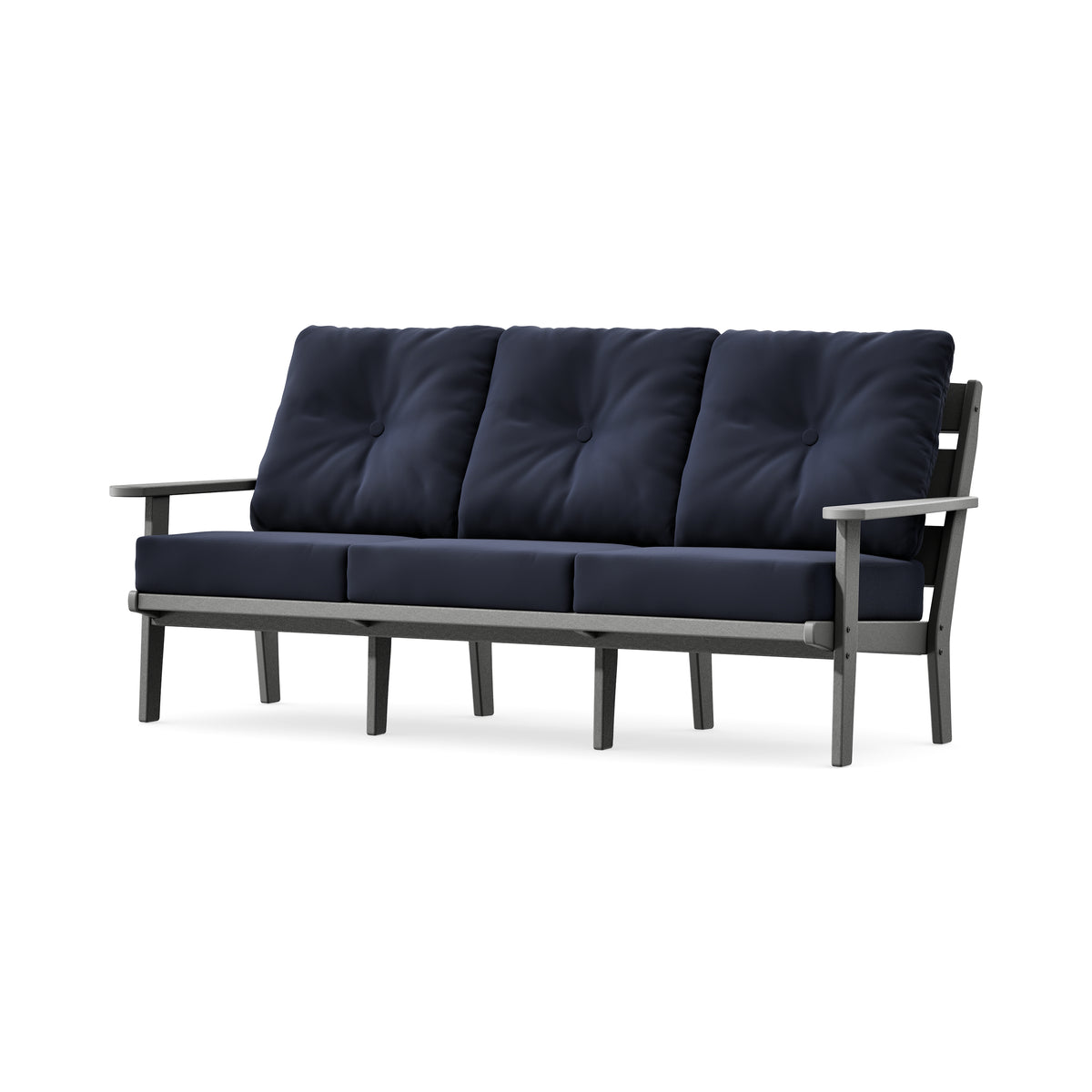 POLYWOOD Lakeside Deep Seating Sofa in Slate Grey / Navy