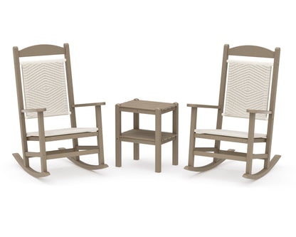 POLYWOOD Presidential Woven Rocker 3-Piece Set in Vintage Sahara / White Loom