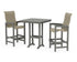 POLYWOOD Coastal Woven High-Back 3-Piece Bar Set in Slate Grey / Dune Grass