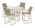 POLYWOOD EDGE Woven 5-Piece Round Farmhouse Bar Set in Sand / Dune Grass