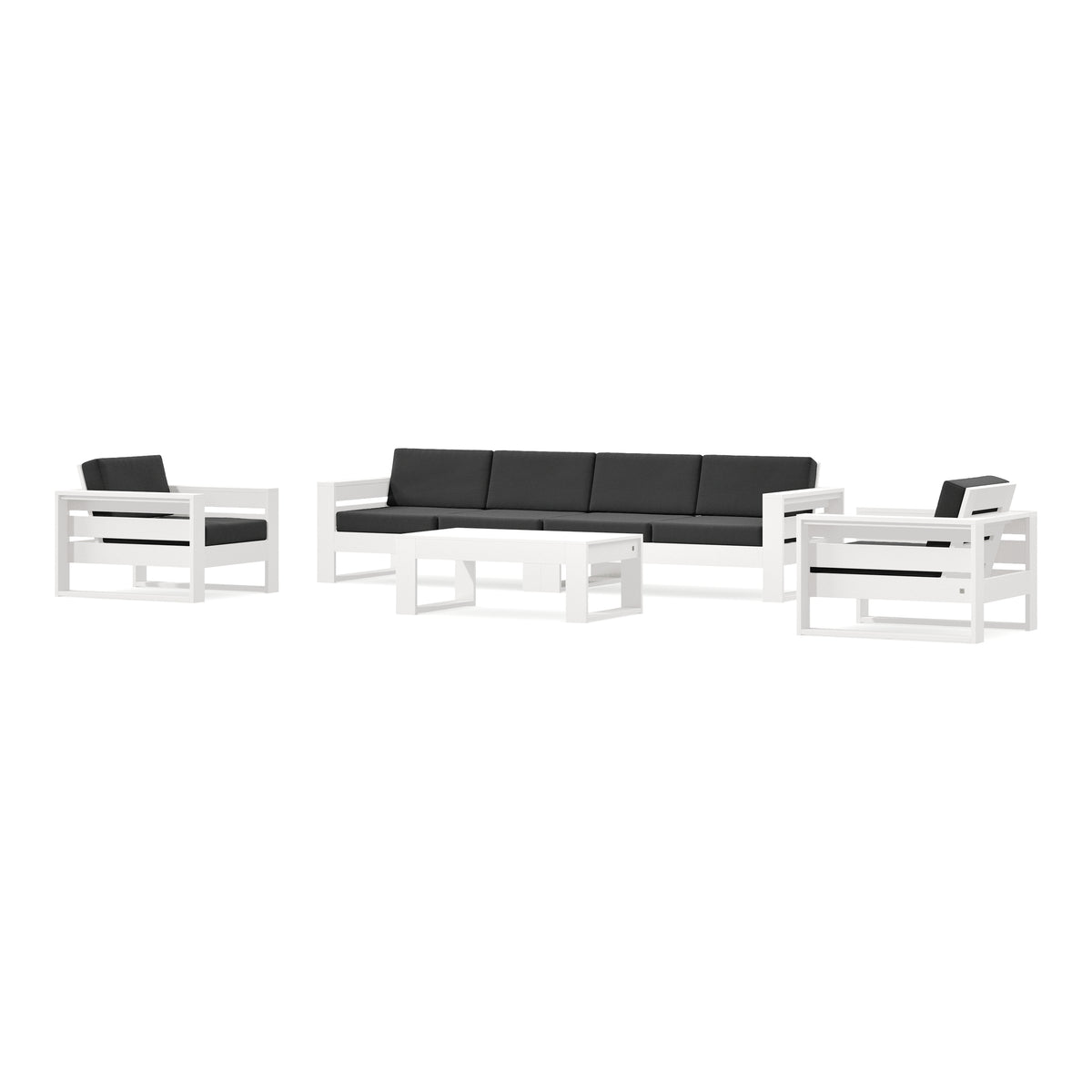 POLYWOOD PW Designer Series Latitude 5-Piece Lounge Sofa Set in Vintage White / Spectrum Carbon