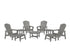POLYWOOD Nautical Grand Upright Adirondack 9-Piece Conversation Set in Slate Grey