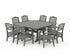 POLYWOOD Savannah 9-Piece Square Farmhouse Dining Set with Trestle Legs in Slate Grey