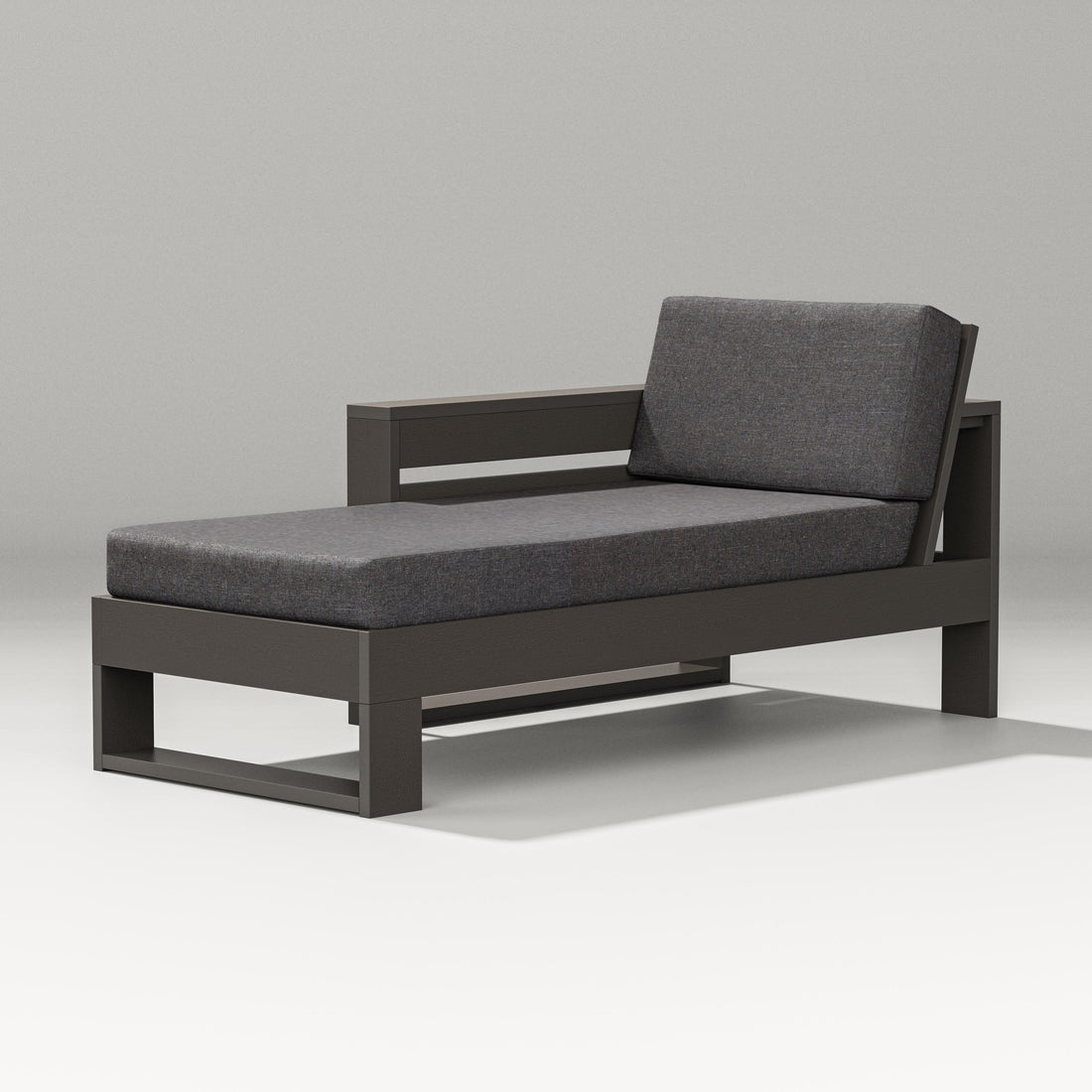 POLYWOOD Latitude Modular Left Arm Chaise in Vintage Coffee / Ash Charcoal