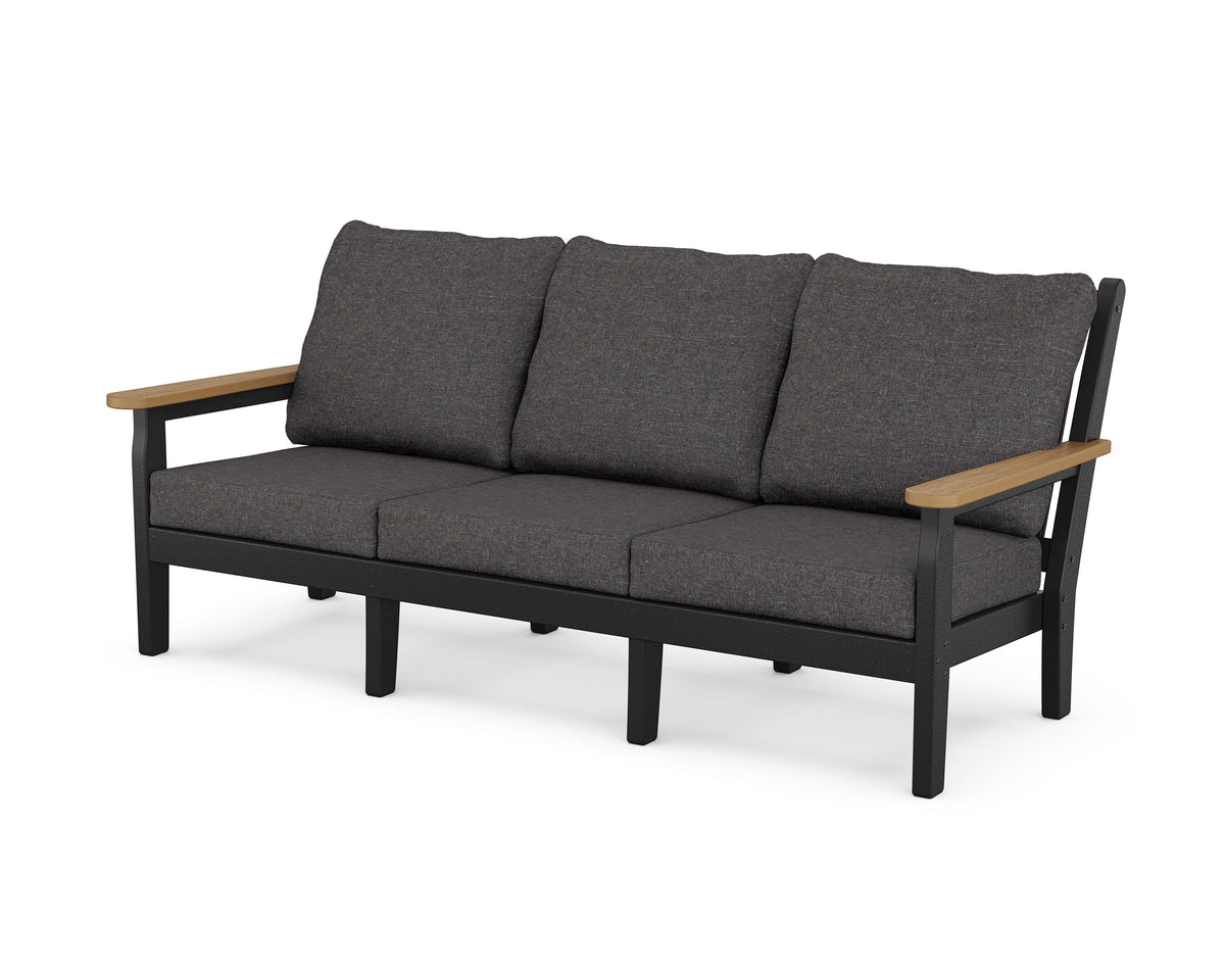 POLYWOOD Chippendale Deep Seating Sofa in Black / Natural / Ash Charcoal