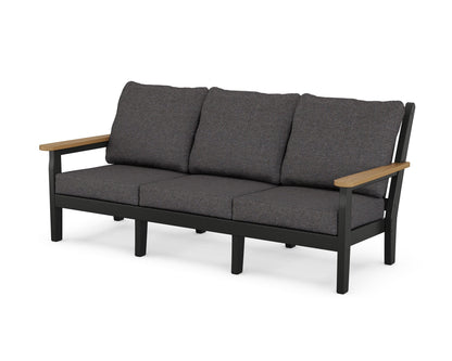 POLYWOOD Chippendale Deep Seating Sofa in Black / Natural / Ash Charcoal