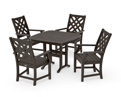 POLYWOOD Wovendale 5-Piece Dining Set in Vintage Coffee