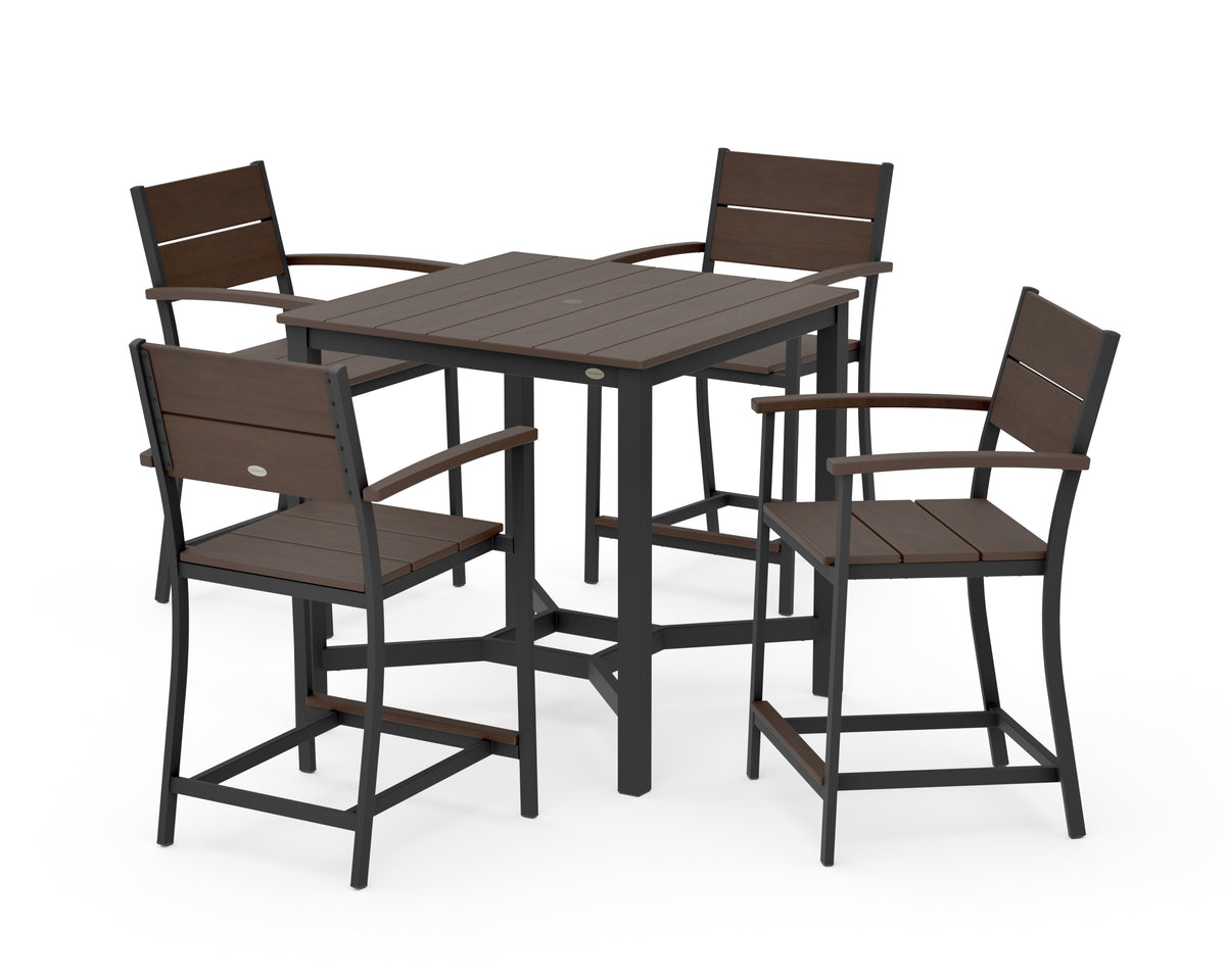 POLYWOOD Main Street 5-Piece Counter Set in Black / Kona