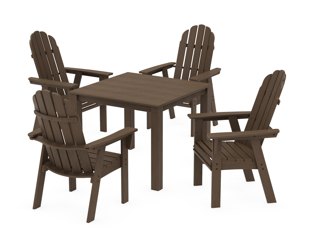 POLYWOOD Vineyard Curveback Adirondack 5-Piece Parsons Dining Set in Kona