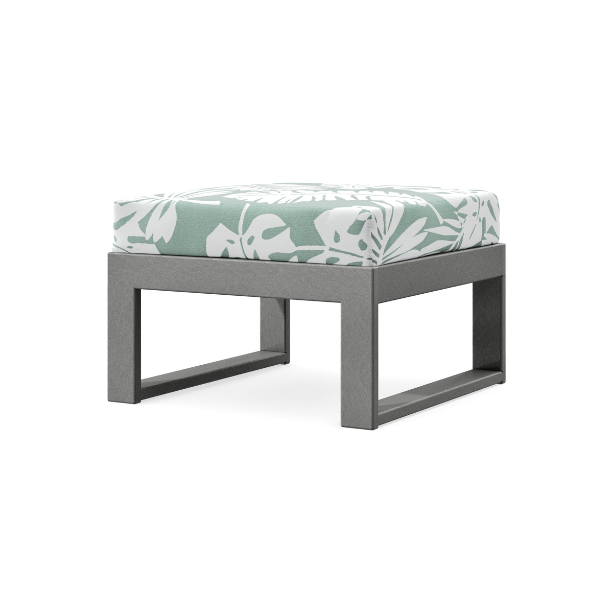 POLYWOOD Modular Ottoman - Modern in Slate Grey / Leaf Glacier Spa