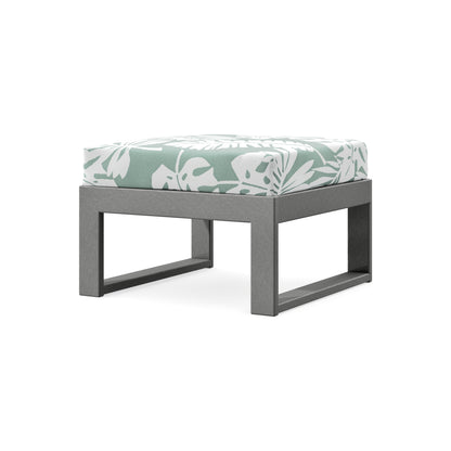 POLYWOOD Modular Ottoman - Modern in Slate Grey / Leaf Glacier Spa