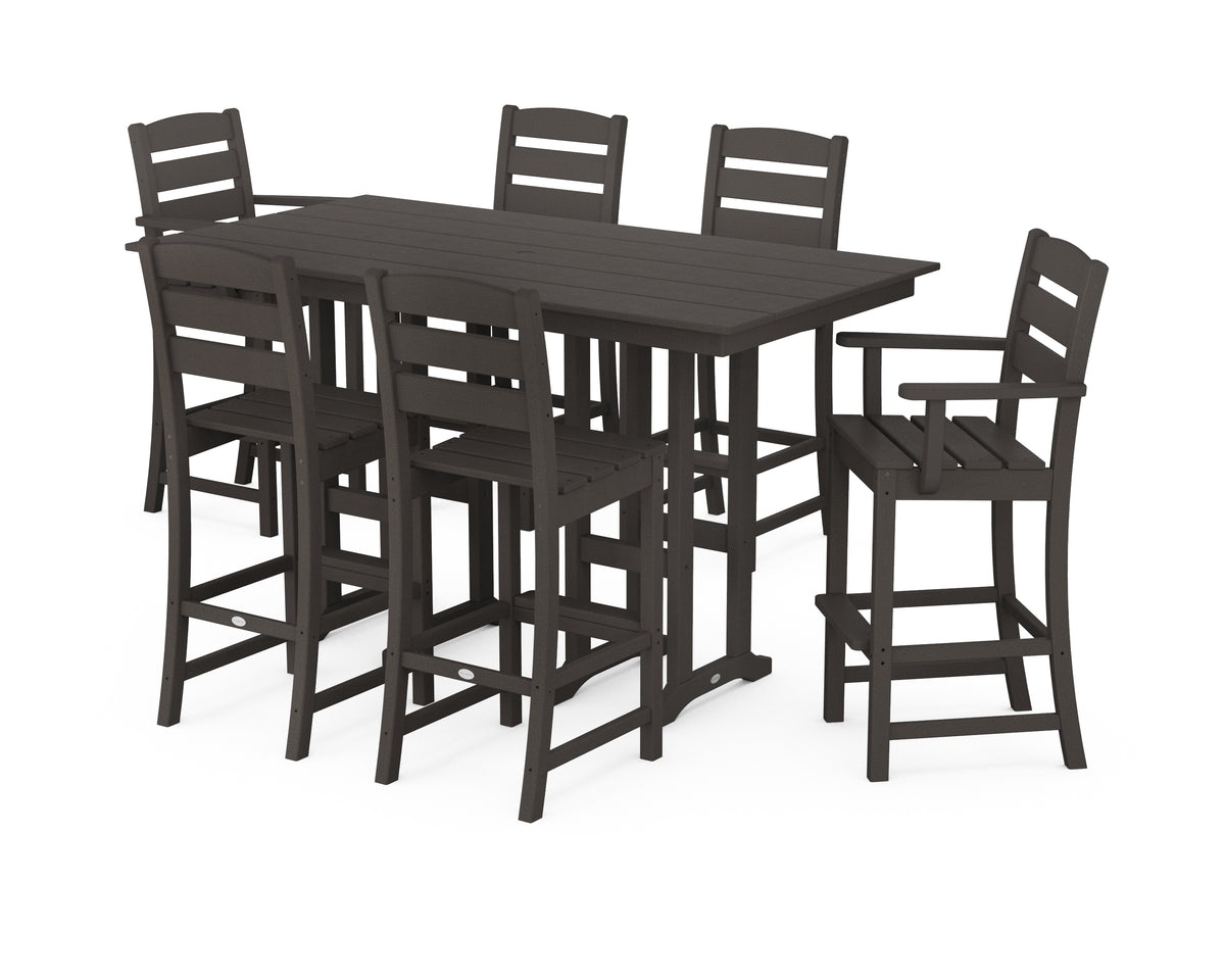 POLYWOOD Lakeside 7-Piece Bar Set in Vintage Coffee