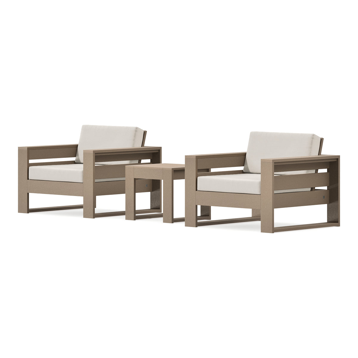 POLYWOOD PW Designer Series Latitude 3-Piece Lounge Chair Set in Vintage Sahara / Dune Burlap