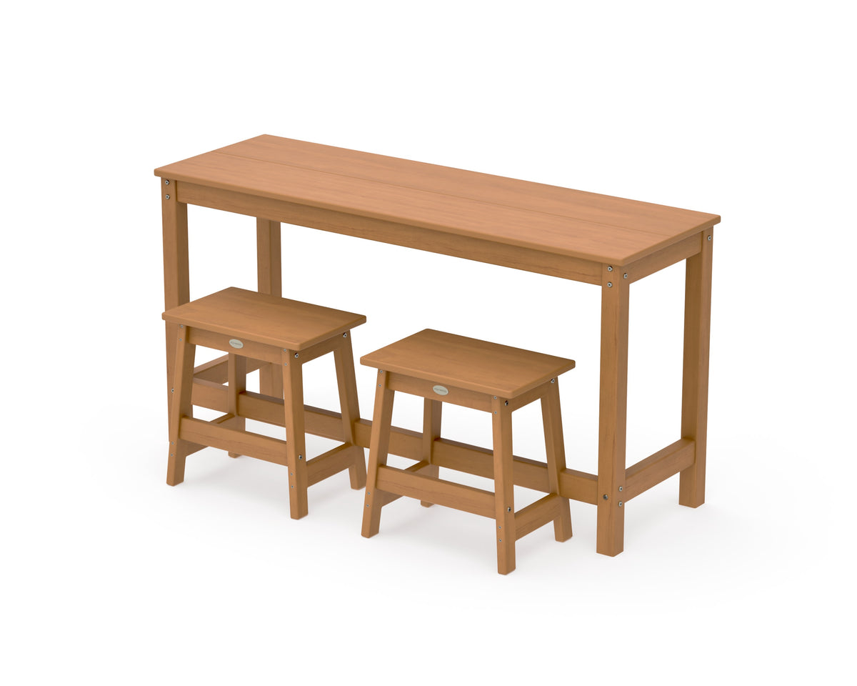POLYWOOD Modern Studio Stool 3-Piece Balcony Set in Natural