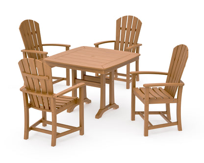 POLYWOOD Palm Coast 5-Piece Dining Set with Trestle Legs - 37" Table in Natural