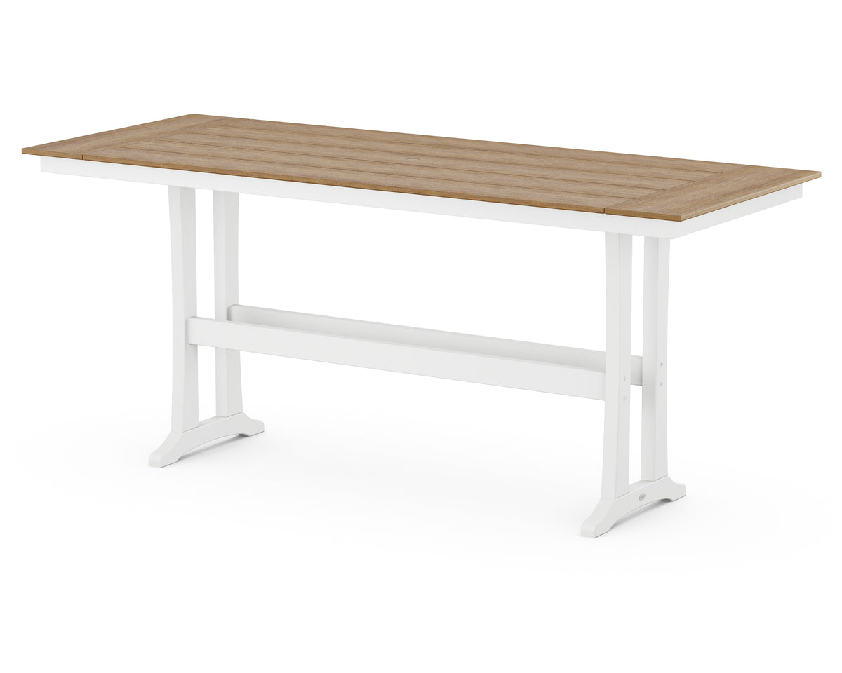 POLYWOOD Farmhouse Trestle 38" x 96" Bar Table in White / Natural