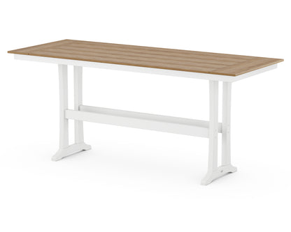 POLYWOOD Farmhouse Trestle 38" x 96" Bar Table in White / Natural