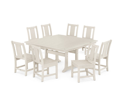 POLYWOOD Prairie Side Chair 9-Piece Square Dining Set with Trestle Legs in Sand