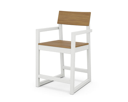 POLYWOOD EDGE Counter Arm Chair in White / Natural