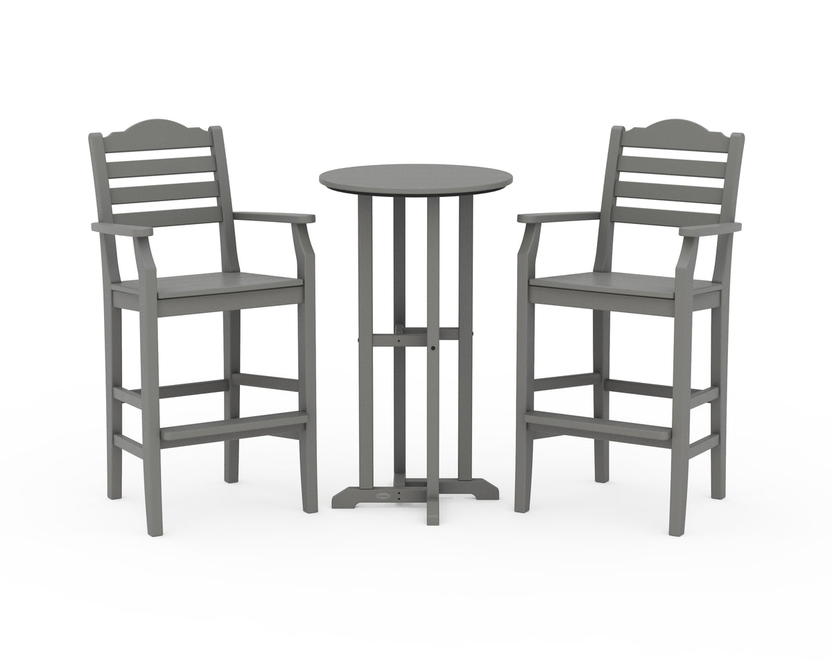 POLYWOOD Savannah 3-Piece Farmhouse Bar Set in Slate Grey