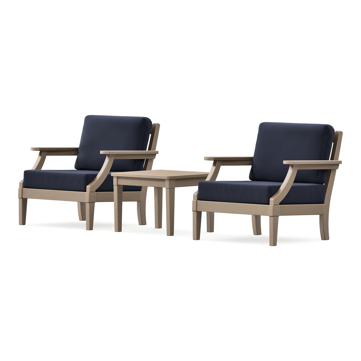 POLYWOOD PW Designer Series Estate 3-Piece Lounge Chair Set in Vintage Sahara / Navy