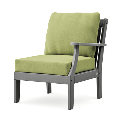 POLYWOOD Braxton Modular Right Arm Chair in Slate Grey / Chartreuse Boucle