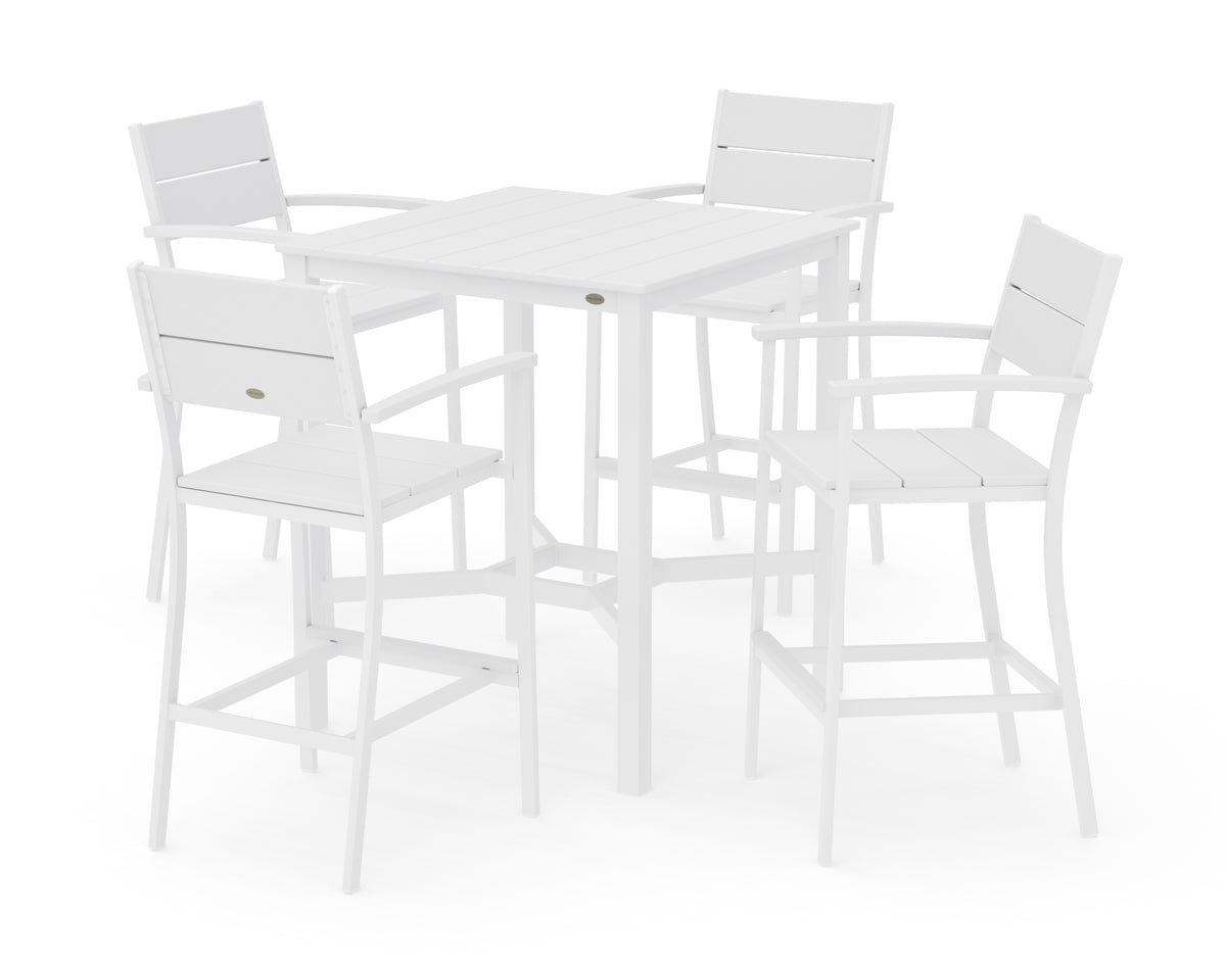 POLYWOOD Main Street 5-Piece Bar Set in White / White