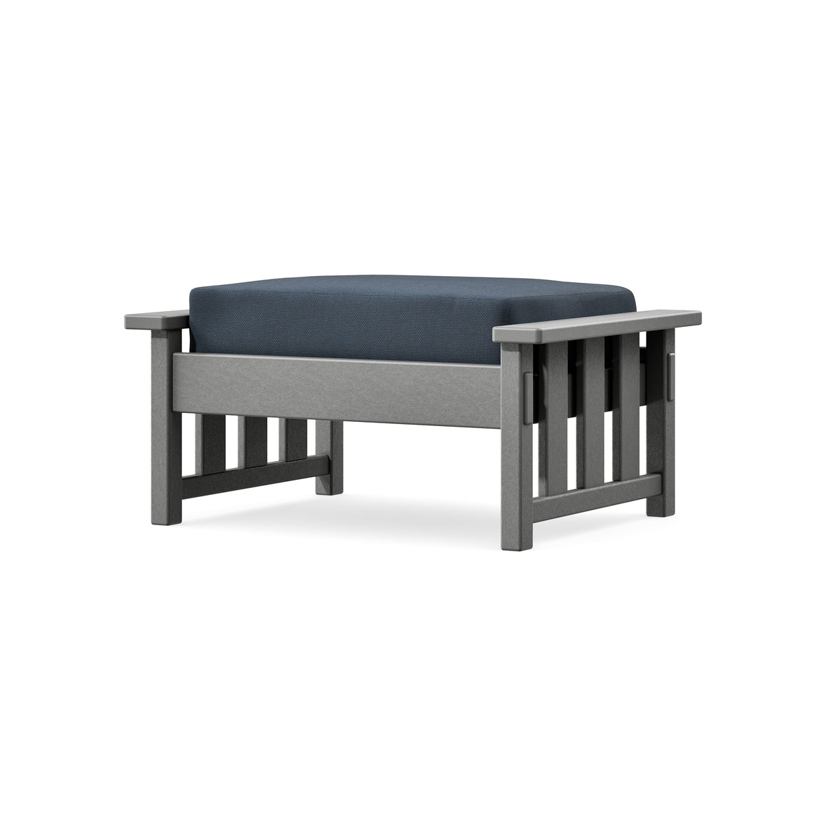 POLYWOOD Acadia Deep Seating Ottoman in Slate Grey / Marine Indigo