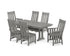 POLYWOOD Acadia 7-Piece Farmhouse Dining Set with Trestle Legs in Slate Grey
