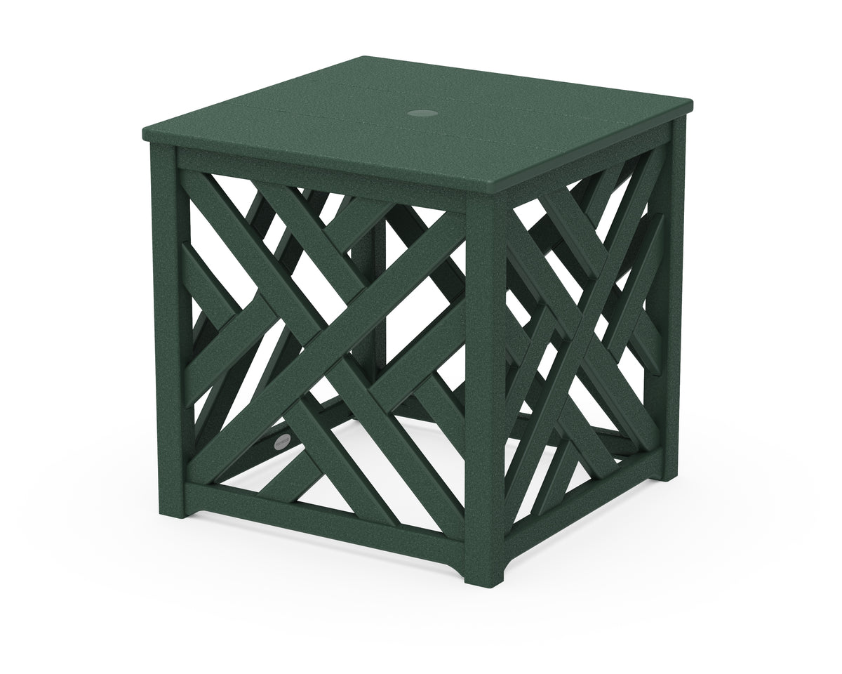 POLYWOOD Chippendale Umbrella Stand Accent Table in Green